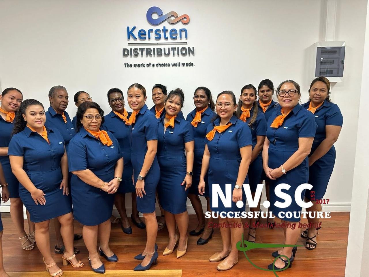 Team van Kersten Distribution in bedrijfskleding van N.V. Successful Couture